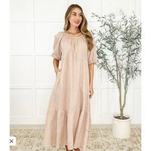 Honey Mark Hazel Gingham Maxi Dress in Toffee XS